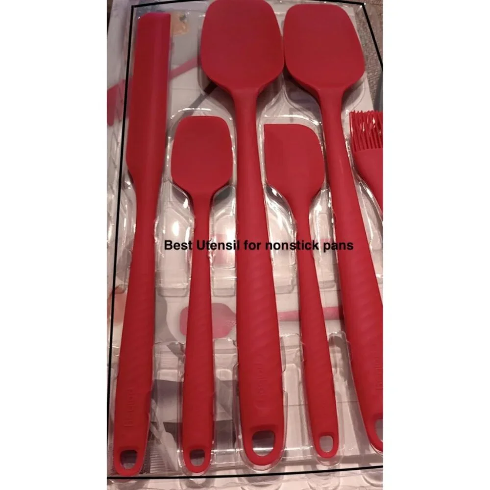 6 Heat Resistant Red Food Scraper Nonstick Cookware Kitchen for Baking